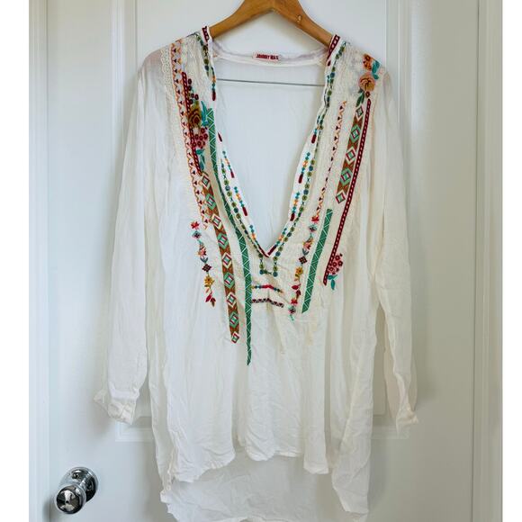 Johnny Was White Long Sleeve Floral Embroidered Tunic - Size‎ Medium - Picture 1 of 5